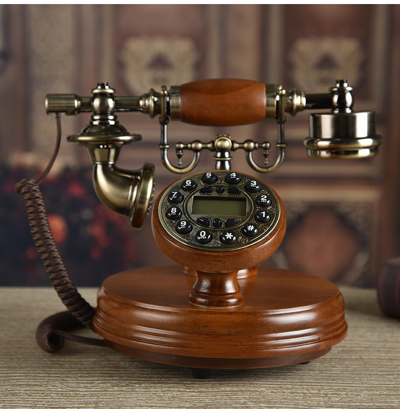 Проводной и DECT-телефон 美式覆古彷古电话机老式实木家用座机欧式无线插手机卡全网通电话