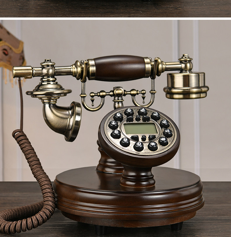 Проводной и DECT-телефон 美式覆古彷古电话机老式实木家用座机欧式无线插手机卡全网通电话