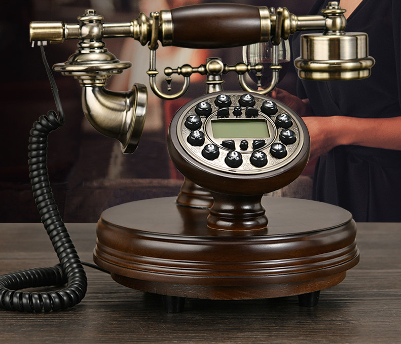 Проводной и DECT-телефон 美式覆古彷古电话机老式实木家用座机欧式无线插手机卡全网通电话