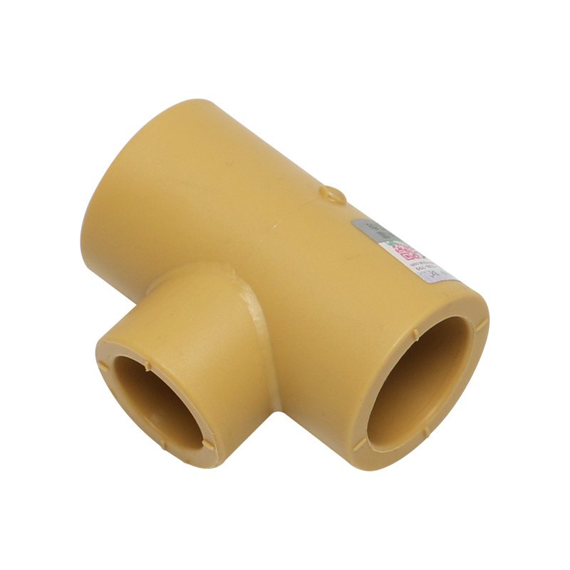 Zhongcai brown PPR hot and cold water accessories hot melt different diameter tee size mouth tee conversion pipe fittings