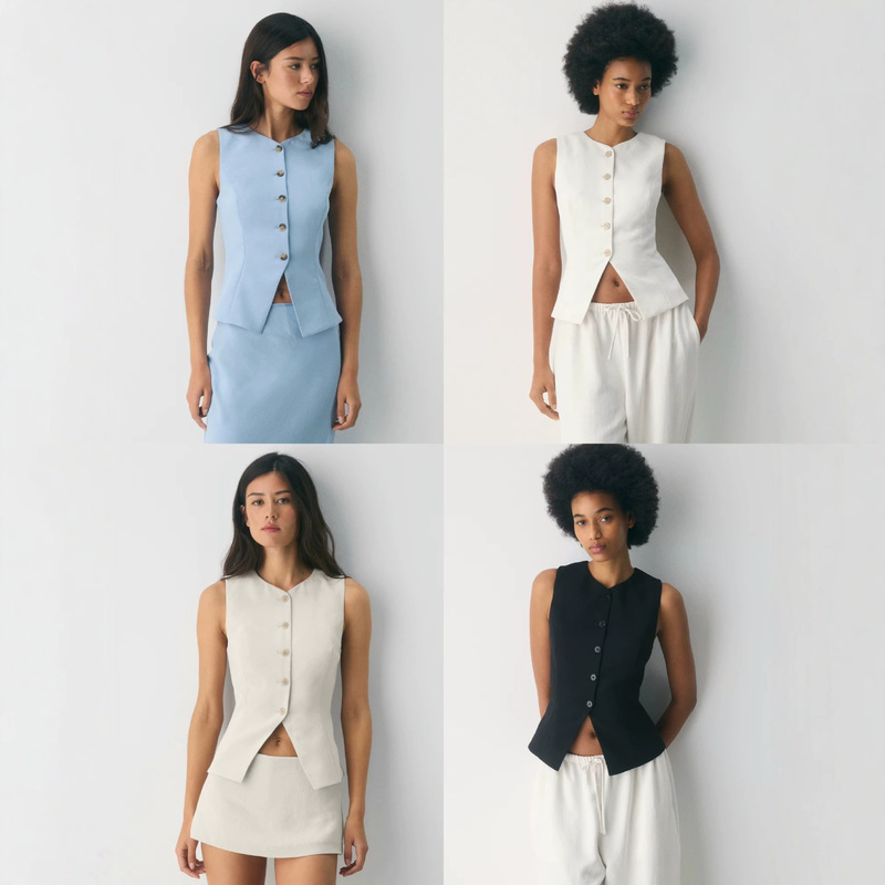 Aritzia Canadian Simple Suit Vest Top Elegant Sleeveless Slim Fit Women's Solid Color Fashion Vest for Commuting
