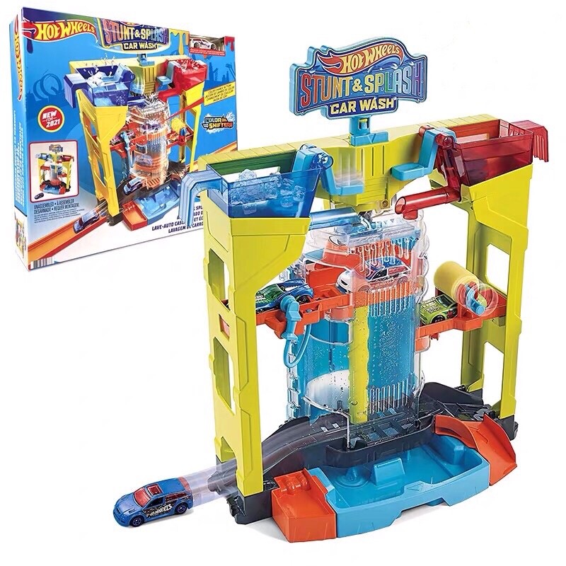 Hot Wheels Cool Color-Changing Car Wash Set Boy Toy Car Children's Track Garage Grw37