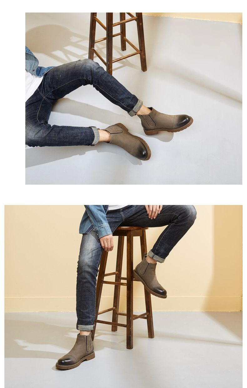 Giày da nam Yier Khang 2019 mùa thu mới bằng da mờ thoải mái thoáng khí hàng ngày - Giày ống chelsea boot nam hà nội