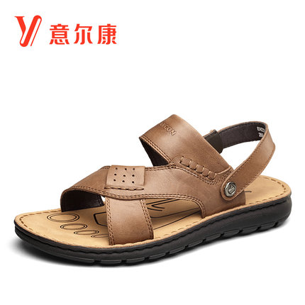 意尔康男鞋夏季凉鞋 2018新款男士真皮两用凉
