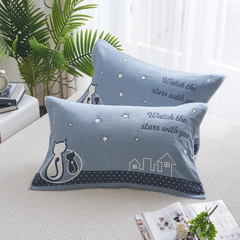 Six-layer gauze pillow towel full cotton pair of clothes pure cotton pillow towels Single lovers Euro style adult soft and sweat-absorbing pillow towels