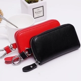 Мужская вместительная и большая ключница с молнией, кожаный картхолдер, универсальный брелок, простой и элегантный дизайн