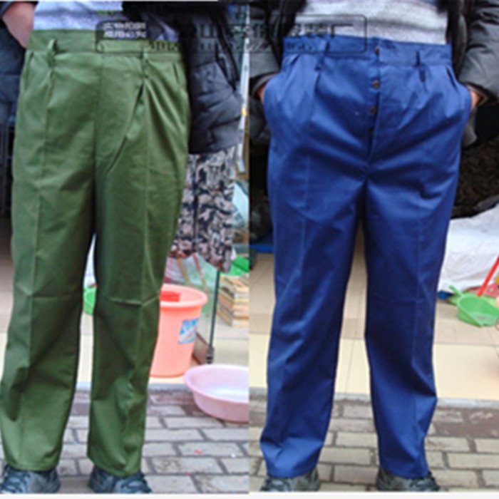 Vintage military green pants sea blue polyester card pants 87 labor protection loose pants cover pants performance photography props 65 type cargo pants