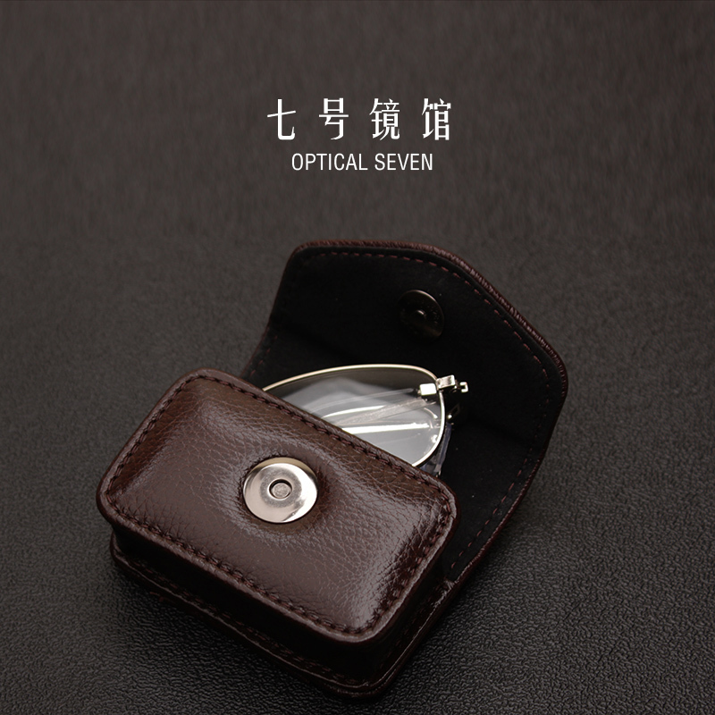 Genuine Leather Glasses Case Foldable Reading Glasses Case Can Be Worn with a Belt as a Waist Bag for Men Soft Cowhide Portable Eyewear Case