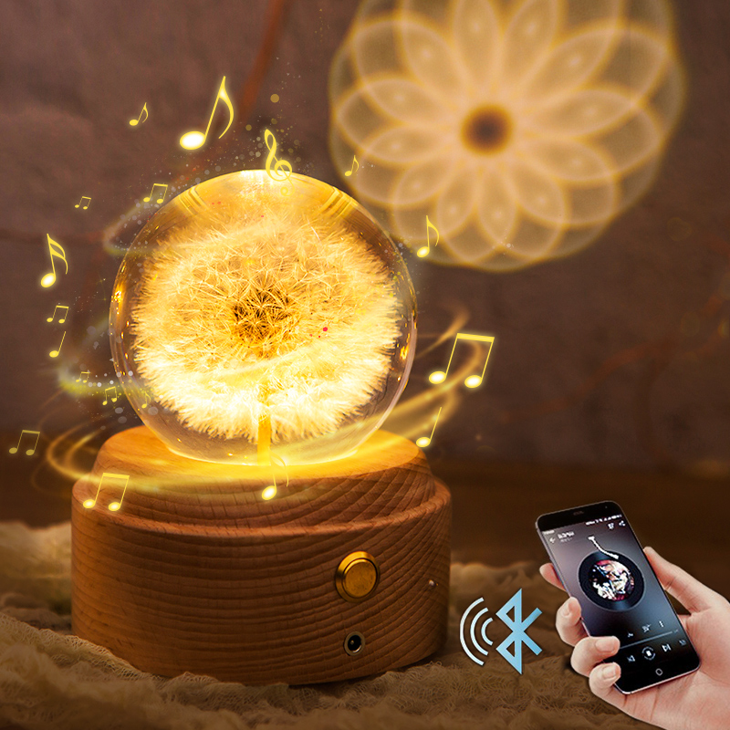 Dandelion eternal flower gift box to send girlfriend girl Music Box Music Box Music Box Music Box crystal ball night light decoration birthday gift