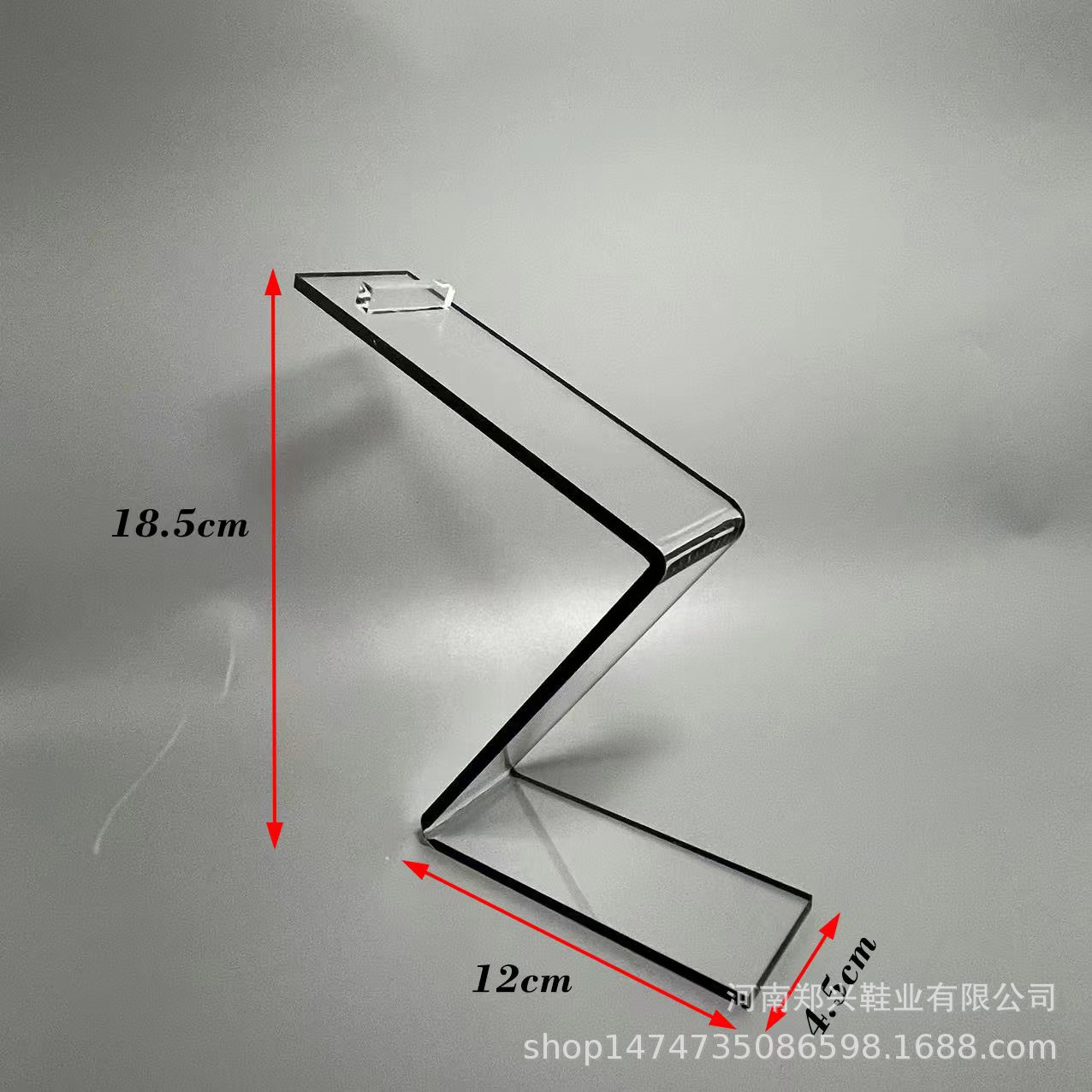 [10個] Z字型アクリル製シューズラック ハイヒールシューズラック ディスプレイスタンド形状の組み合わせ 透明ブラックエッジ 厚手シューズトレイ