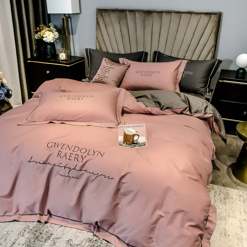 60s whole cotton four pieces of Nordic wind minimalist bed sheet Quilt Cover Pure Cotton Bare Sleeping Bed with bedding Bamboo Hat Bed kit