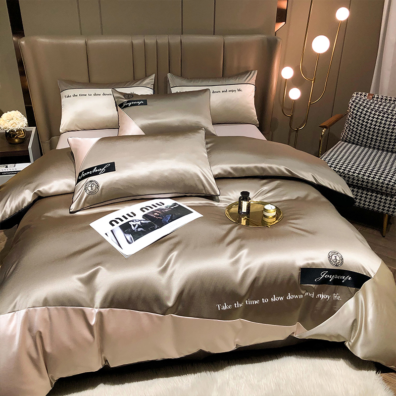 High end 140 cotton four piece cotton sheet silk satin is suited for cotton bedding 4