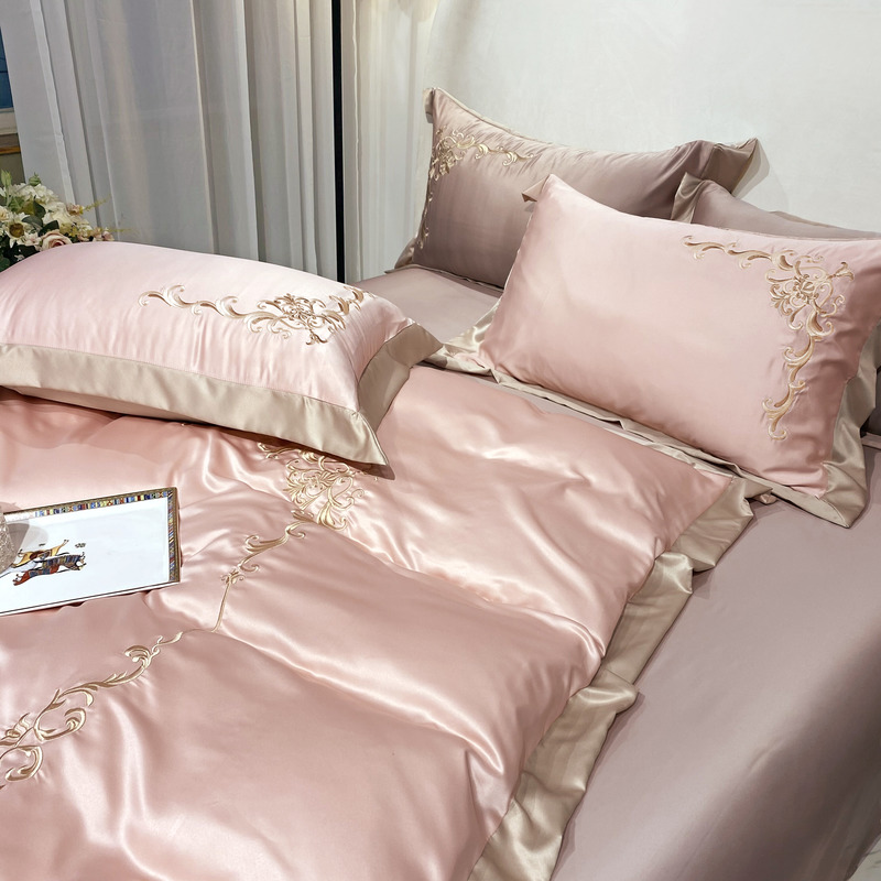 Four-piece silk sets of summer ice silk cool sheet with silk skid soybean sand bed three pieces of suit