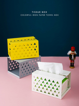 Nordic INS minimalist creative iron art paper towel box European-style living-room Cardboard Box for Home Napkins Draw Box Containing Boxes
