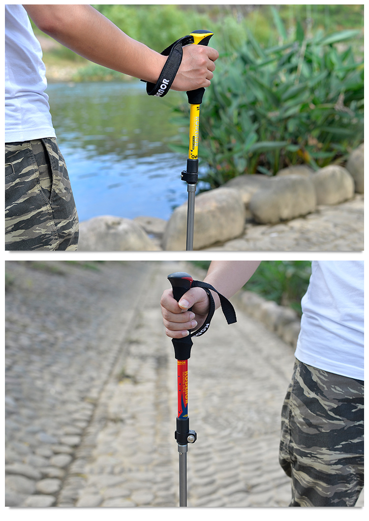 Giới hạn mua 2 cực ngắn siêu nhẹ ngoài trời gấp trekking cực nhôm ổ khóa kính thiên văn xử lý thẳng mía đi bộ carbon gậy leo núi đa năng
