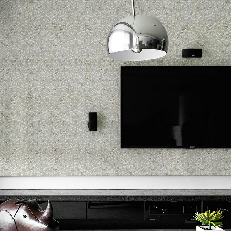 Shell Mosaic Engraving Parquet TV Sofa Background Wall Tiles Natural Minima Modern Genguan Living-room Wall Sticker