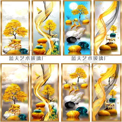 New Chinese art glass fibrosis suitable for office living room screen shoe cabinet porch frosting light light effect