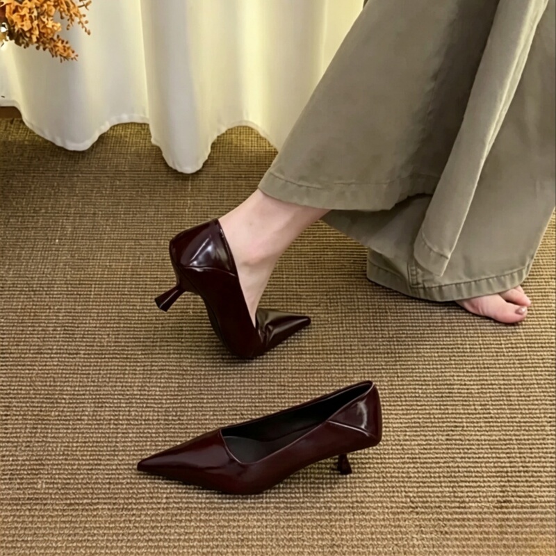 French-Style Elegant New Spring and Autumn Versatile Commuter Shallow-Mouthed Single Shoes for Outer Wear, Retro Pointed-Toe Stiletto High Heels French-Style Elegant New Spring and Autumn Versatile Commuter Shallow-Mouthed Single Shoes for Outer Wear, Retro Pointed-Toe Stiletto High Heels