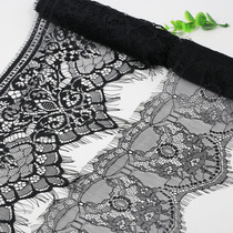 Black white lashes lace lace lace accessories dress dress dress decorated wide hollow lace side fabric