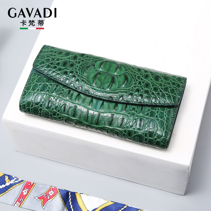 Carvanti Large capacity Three-fold avocado leather wallet Female long section 2023 new female dermis handbag multifunction money clip-Taobao