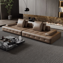 New Italian minimalist Lawrence modular living room first layer cowhide designer large apartment modern light luxury sofa
