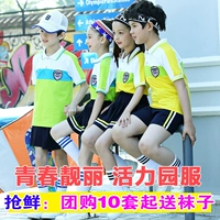 Đồng phục học sinh tiểu học và trung học, nam và nữ, cotton ngắn tay, mẫu giáo, thể thao, mùa hè, lớp học, trang phục, tùy chỉnh đồng phục trẻ em cao cấp