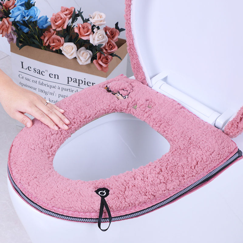 Toilet seat cushion Household universal zipper toilet washer Toilet cover Cute four seasons waterproof thickened warm