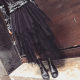 Gauze skirt women's skirt super fairy spring mid-length high-waisted slim A-line skirt irregular mesh skirt black skirt