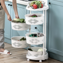 Kitchen vegetable shelf rotatable mobile trolley floor multi-layer household fruit storage shelf