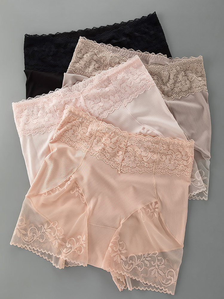 Japanese high-waisted safety pants women's lace leggings anti-glare non-curling two-in-one panties one-piece shorts 2