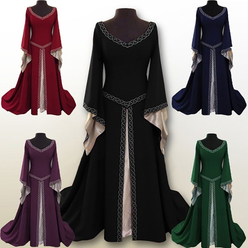European and American Classical Halloween Christmas European Party Long-Sleeved Embroidered Women's Dress. European and American Classical Halloween Christmas European Party Long-Sleeved Embroidered Women's Dress.