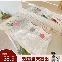 (Laughs laughs) Ins Korean version of Pet Pet Clothing than Bear Boo Beauty Spring Summer Blue Pink Lace Maid Princess Dress