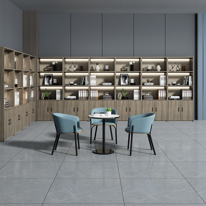 Berry Lele Office Background Wall Bookcase Boss Table Display Cabinet Wood Cabinet Composition Information Partition Cabinet