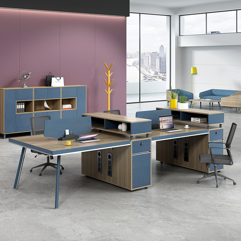 Baililai office desk and chair combination staff table screen workstation card seat four or six person financial table simple and modern