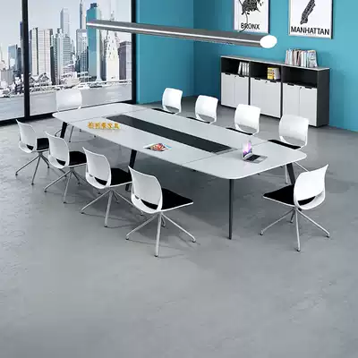 Conference table long table simple modern negotiation table and chair combination Conference Room reception desk white Long Bar conference table