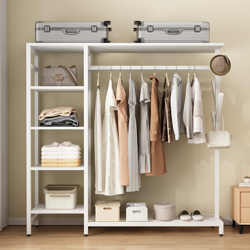Floor-Standing Bedroom Multifunctional Coat Rack, Simple and Sturdy Clothes Rack, Floor-Standing Wardrobe Clothes Rack, Storage Rack