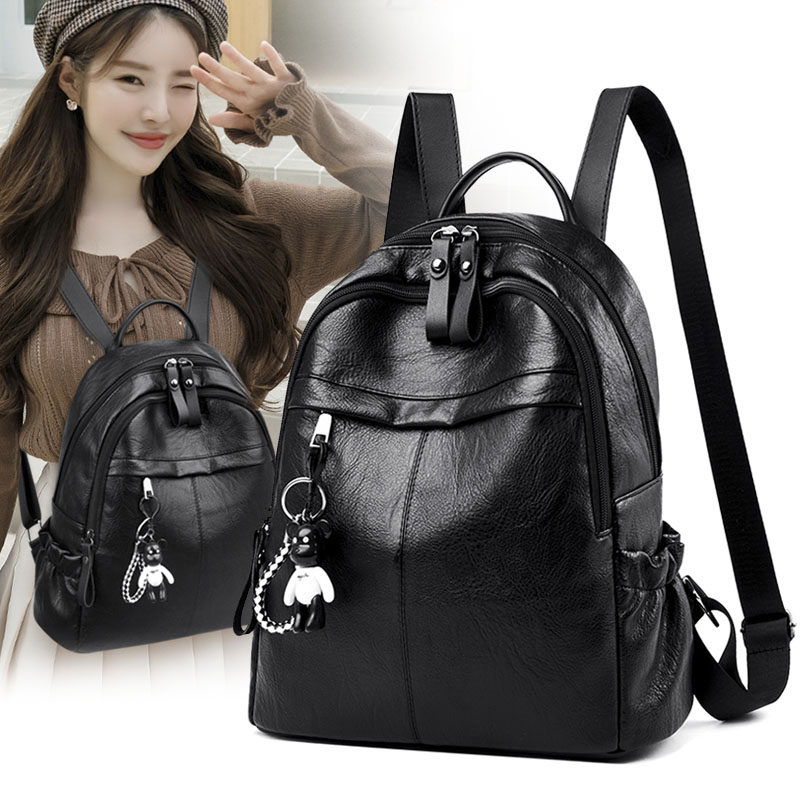 Fashion Double Shoulder Bag Women 2022 New Tide Han Version 100 Hitch Bag Brief Genuine Leather Soft Leather Large Capacity Dual-use Travel