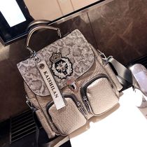 Tide brand backpack Ladies 2022 new womens bag fashion versatile Korean version leather one shoulder casual multi-purpose small backpack