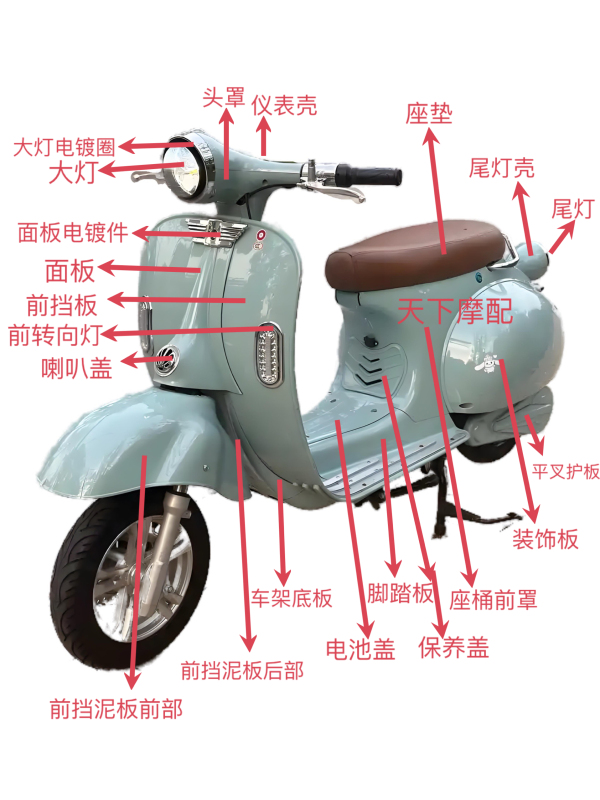 Roman Holiday Hornet Electric Motorcycle Shell Paint Accessories Headlight Shock Absorber Seat Cushion Shelf Front Fender
