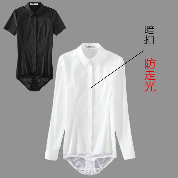 New Style One-Piece Shirt, Long-Sleeved Jumpsuit Shirt for Women, Suitable for Interviews, Professional Work, Slim Fit, Plus Size, Stretchy, Ol, Anti-Exposure New Style One-Piece Shirt, Long-Sleeved Jumpsuit Shirt for Women, Suitable for Interviews, Professional Work, Slim Fit, Plus Size, Stretchy, Ol, Anti-Exposure