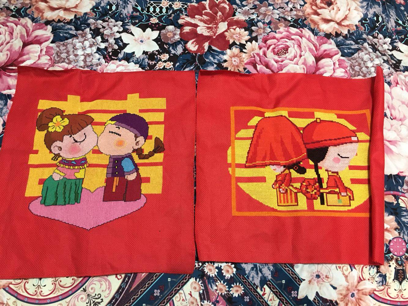 Embroidery with a good edge already embroidered with double joy and no framed new pair