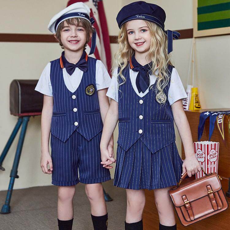 New summer cotton British style kindergarten uniforms primary school students school uniforms class uniforms performance costumes six one children's suits