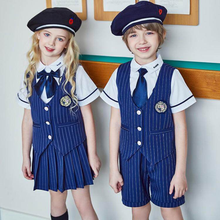New summer cotton British style kindergarten uniforms primary school students school uniforms class uniforms performance costumes six one children's suits