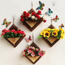 Wall wall hanging decoration wooden flower pot wall flower basket wall hanging ornament ornaments living room interior creative pendant