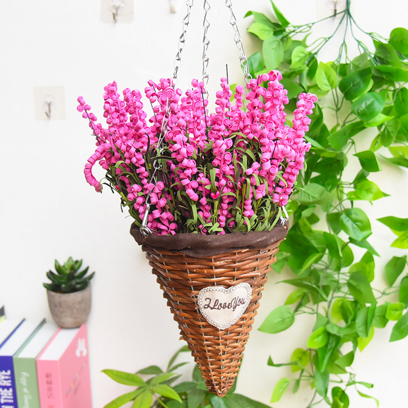 Hand woven flower basket vines bragger woven basket hanging flower pot hanging flower shelf Flower Drying Flower emulated flower drying room