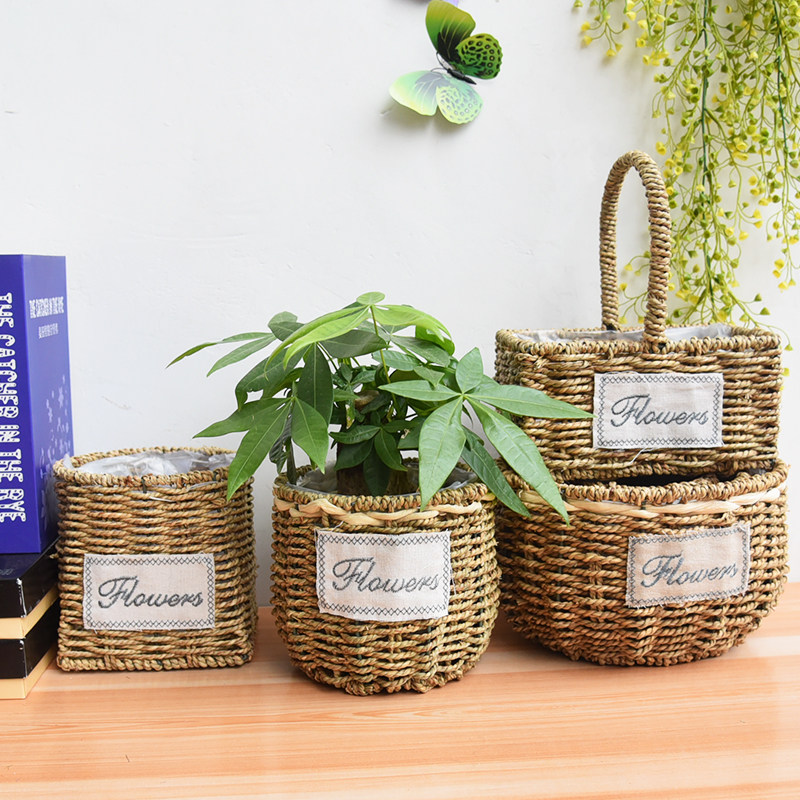 Flower basket Woven Vine choreograpes Handmade with baskets floral flower wall hanging wall hanging flower pots Living Room Hallway Decoration