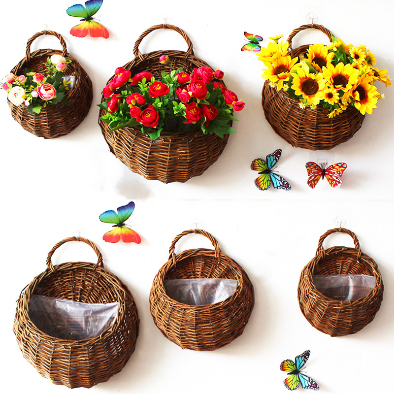 Wall Decoration Pendant Wall-mounted Flower Pot Wall Hanging Basket Floral Ware Emulation Flowers Green Planting Kindergarten Wall Ornaments Creativity-Taobao