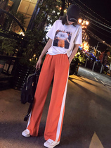 Europe Stand Leg Pants Suit Women Summer Thin 2022 New online Red Temperament Casual Sportswear two sets