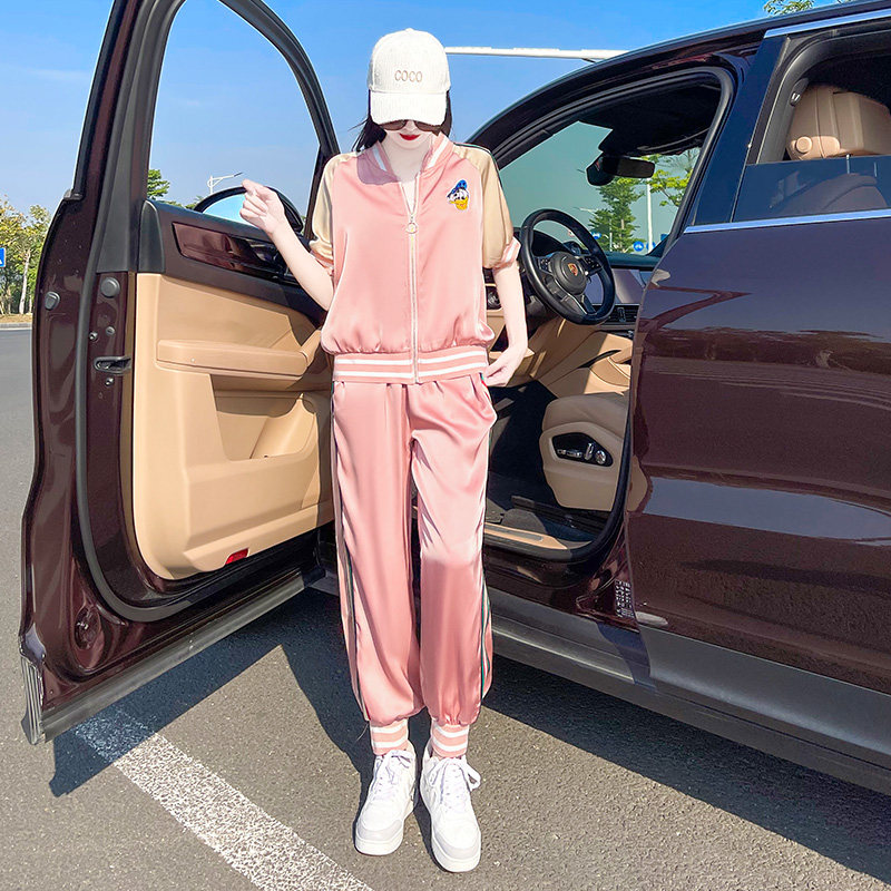 European Station Leisure sports suit women Summer Grand size 2022 New fashion Aging Fried Street Tennis Red two sets