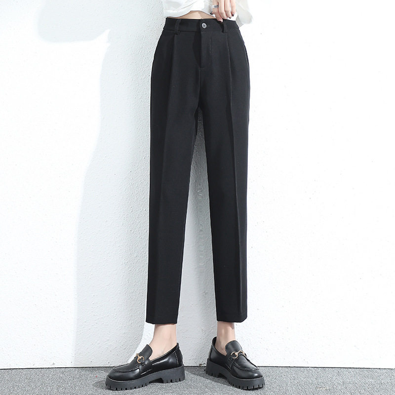 Europe Station Black Western Dress Pants Woman Summer 2022 New High Waist Display Slim Size Casual Pants Straight Barrel 90% Pants